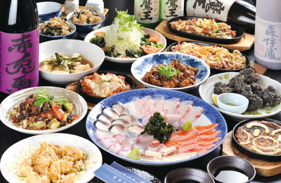 飲み放題２時間コース4500円〜  （※写真は4人前・要前日まで予約）
